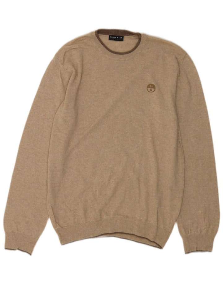 North Sails Pull Col Ras du Cou Homme Beige Moyen Polyamide