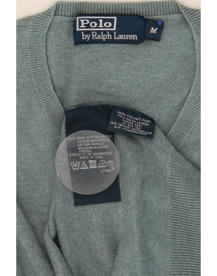 Polo Ralph Lauren Pull Col V Homme Gris Moyen Coton