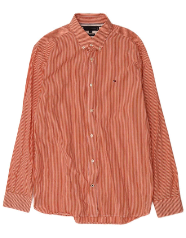 Tommy Hilfiger Chemise homme en coton à fines rayures orange