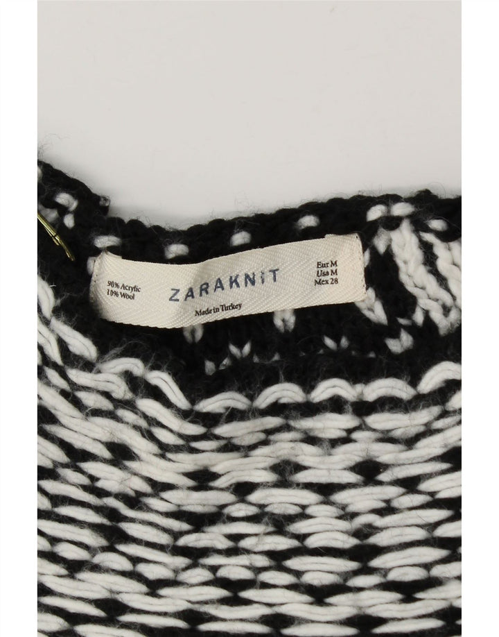 Zara Pull col bateau pour femme UK 14 Medium Noir Géométrique