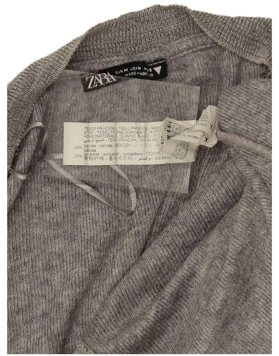 Zara Womens Crop Oversize Cardigan Pull UK 12 Gris Moyen Viscose