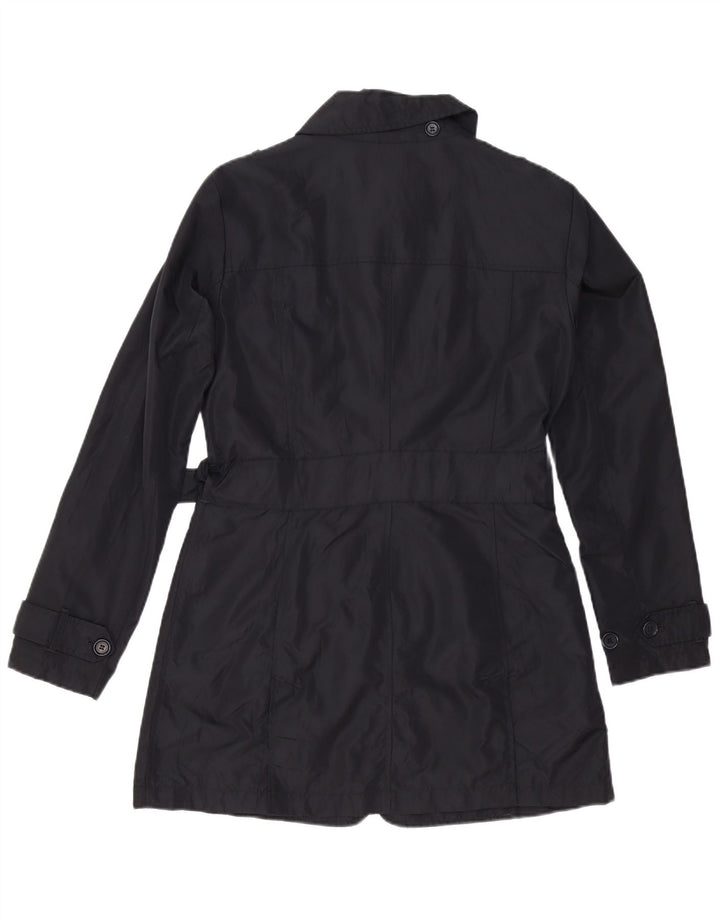 Woolrich Trench Coat Femme UK 16 Large Noir Nylon