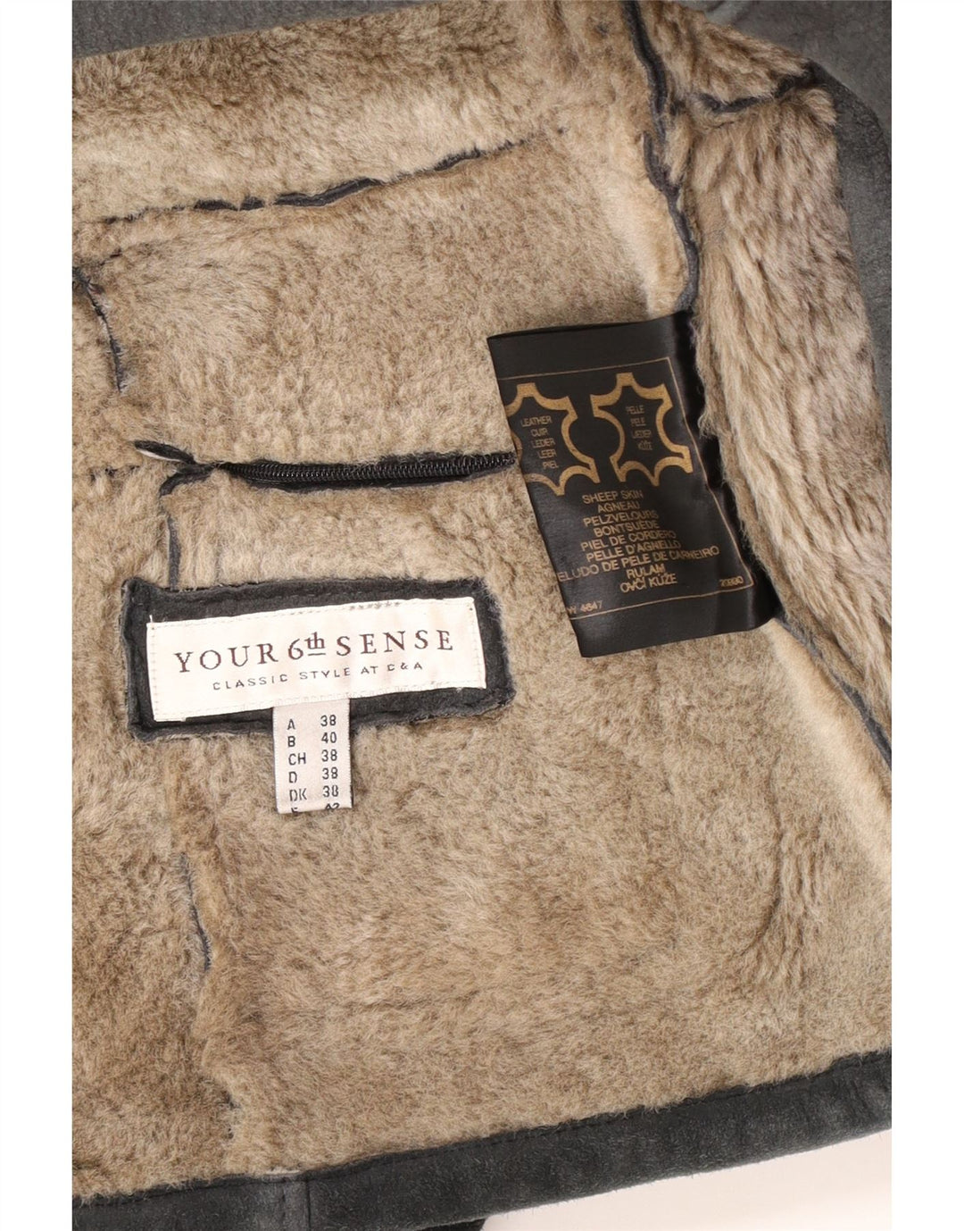 Your Sixth Sense Veste en peau de mouton pour femme UK 18 XL Cuir gris