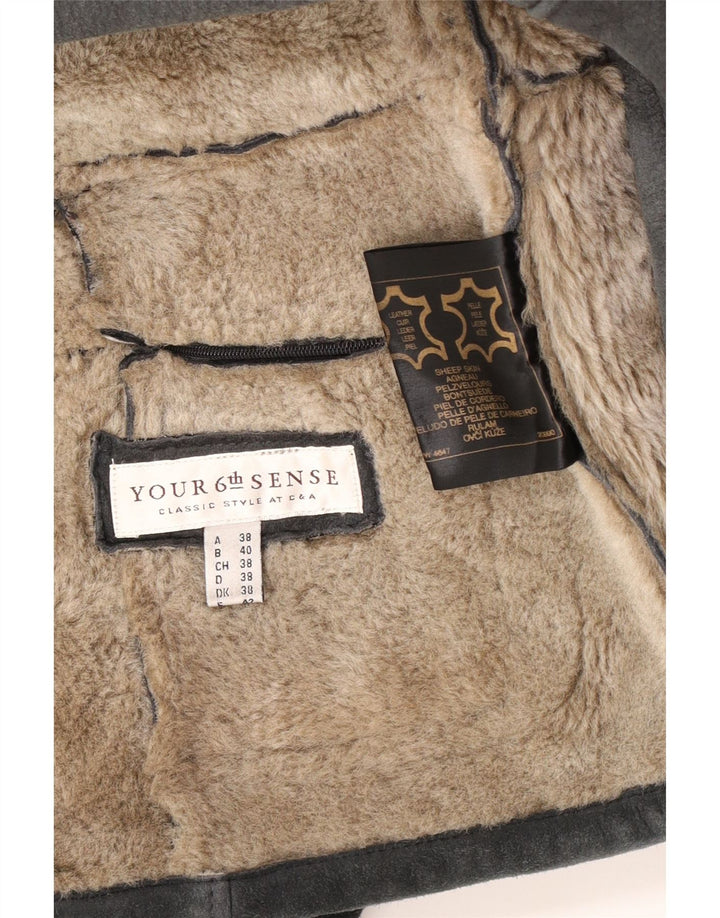 Your Sixth Sense Veste en peau de mouton pour femme UK 18 XL Cuir gris
