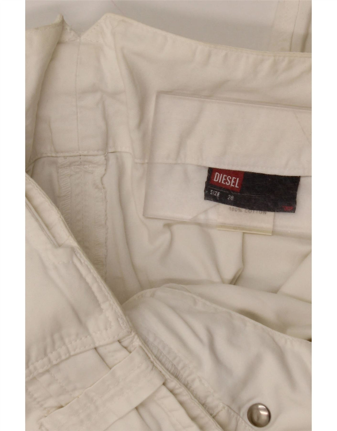 DIESEL Pantalon Chino Coupe Ample Femme W28 L31 Coton Blanc