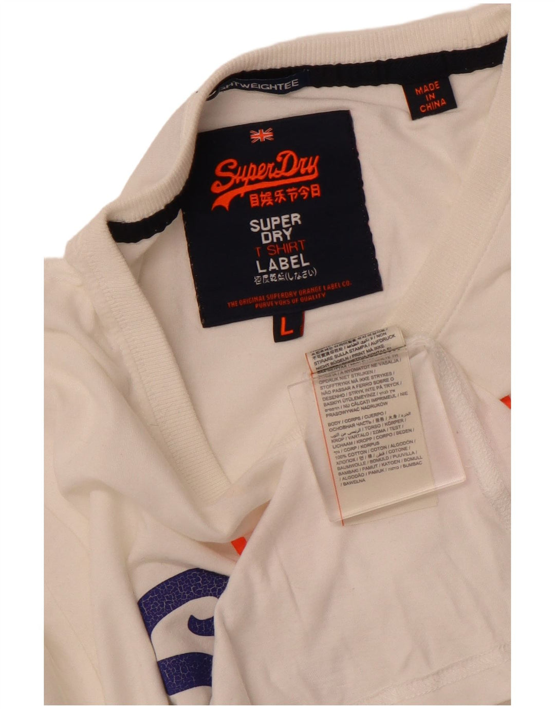 SUPERDRY Homme T-Shirt Graphique Haut Large Blanc Coton