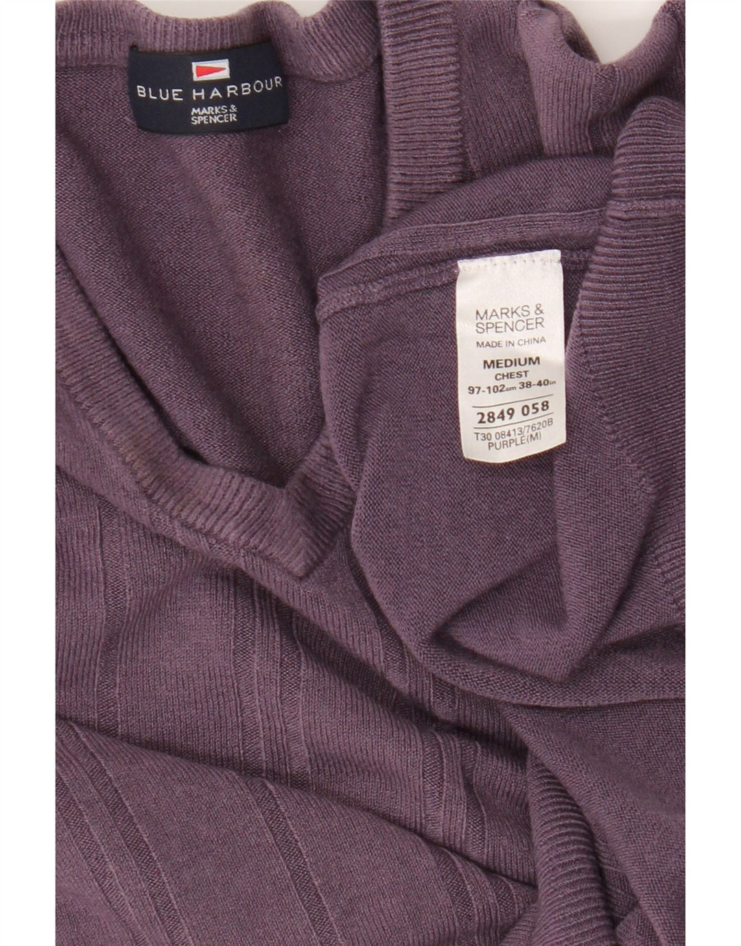 Marks & Spencer Pull col en V pour femme UK 14 Violet moyen