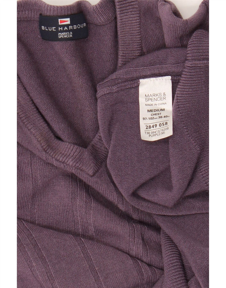 Marks & Spencer Pull col en V pour femme UK 14 Violet moyen