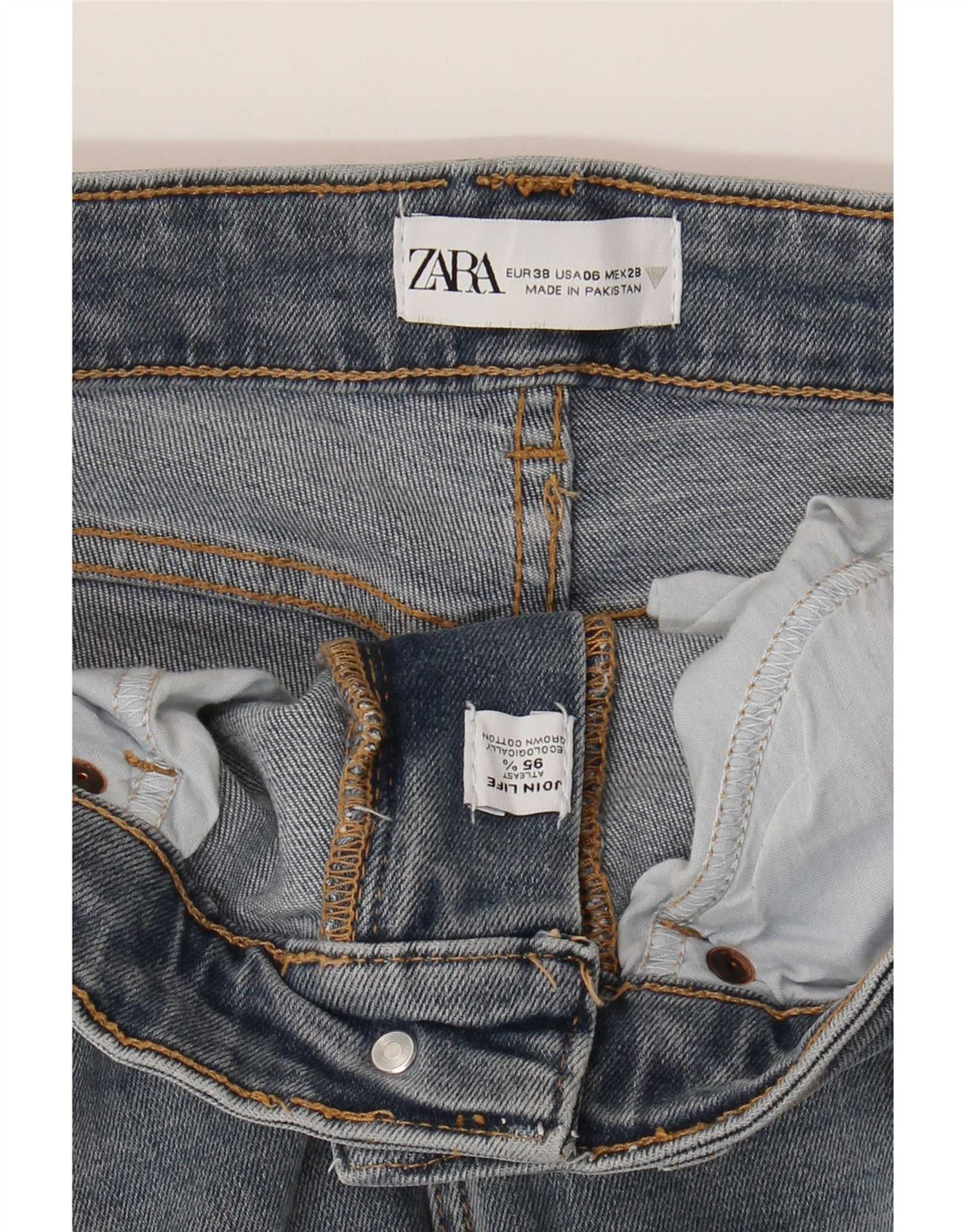 Zara Womens Crop Bootcut Jeans EU 38 Small W28 L26 Bleu Coton