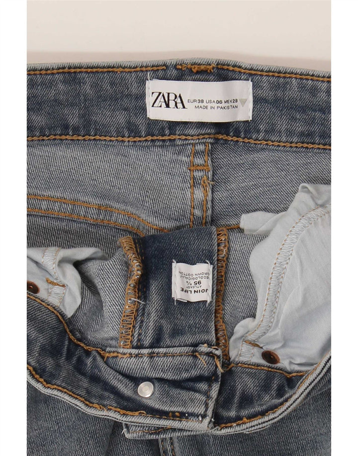 Zara Womens Crop Bootcut Jeans EU 38 Small W28 L26 Bleu Coton