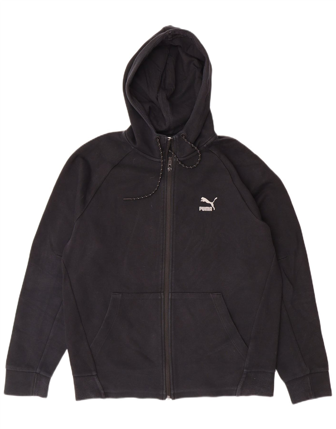 PUMA Mens Zip Hoodie Sweater Medium Black Cotton