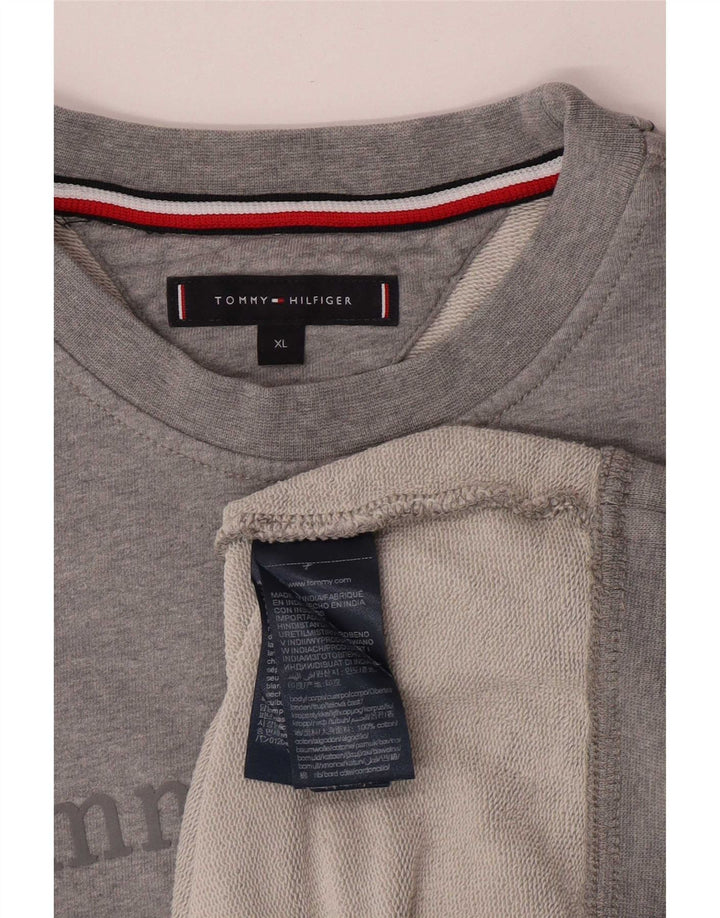 Tommy Hilfiger Sweat-shirt graphique pour homme XL Gris Coton