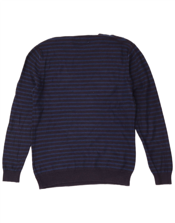 Jack Wills Pull à col rond pour homme en coton rayé bleu marine moyen