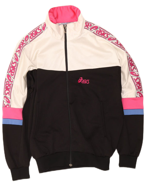 Asics Veste de survêtement graphique pour femme UK 18 XL Noir Colourblock