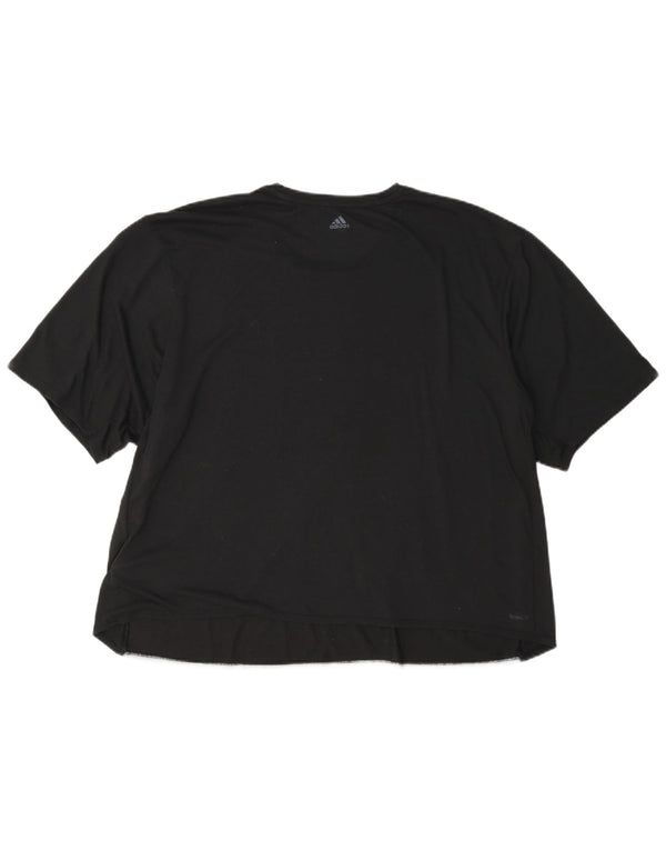 Adidas Womens Climalite Graphic T-Shirt Top UK 24/26 2XL Black Colourblock