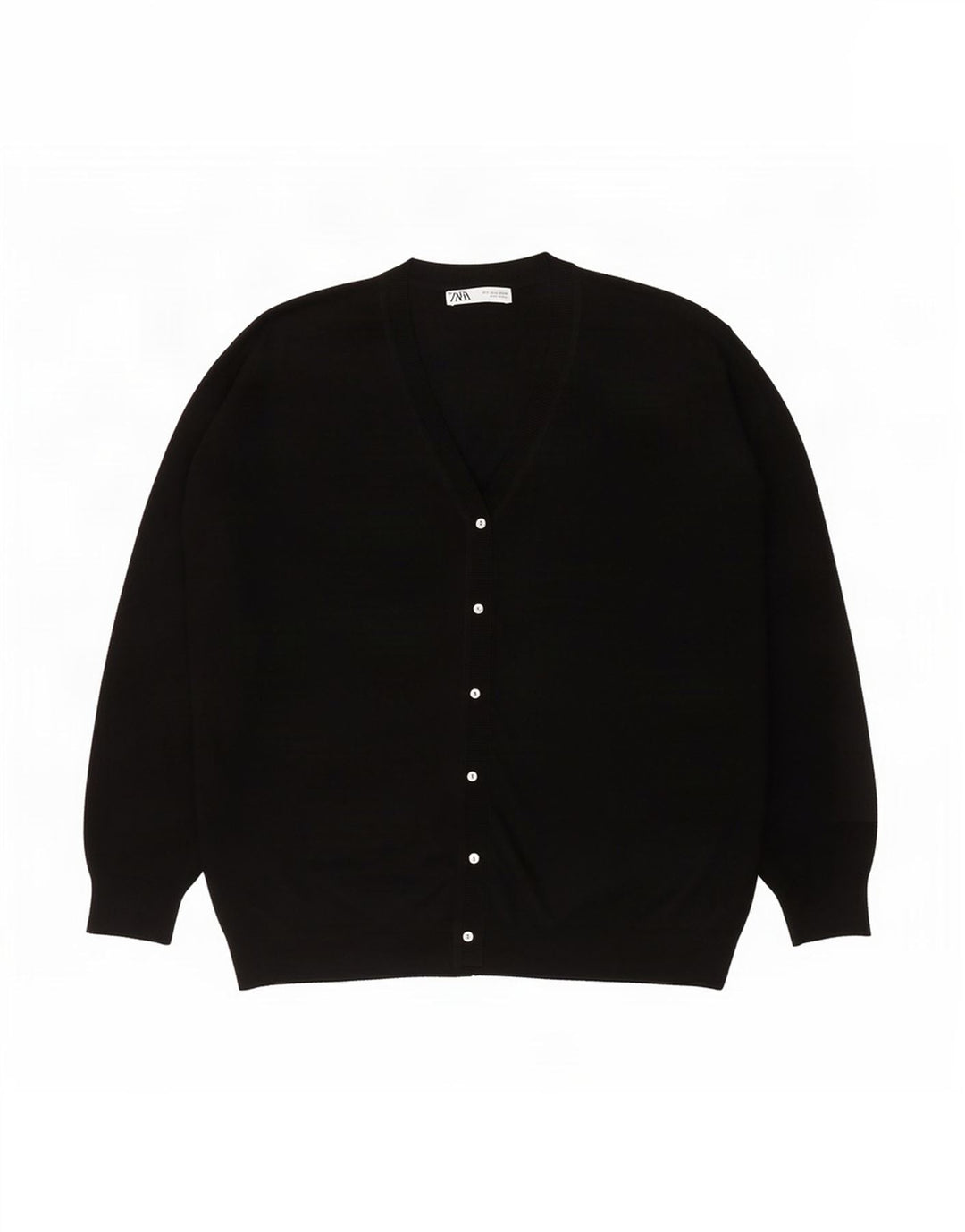Zara Cardigan surdimensionné pour femme UK 16 Large Noir Polyester