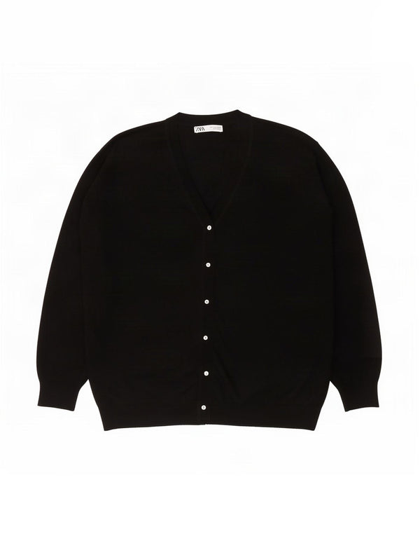 Zara Cardigan surdimensionné pour femme UK 16 Large Noir Polyester