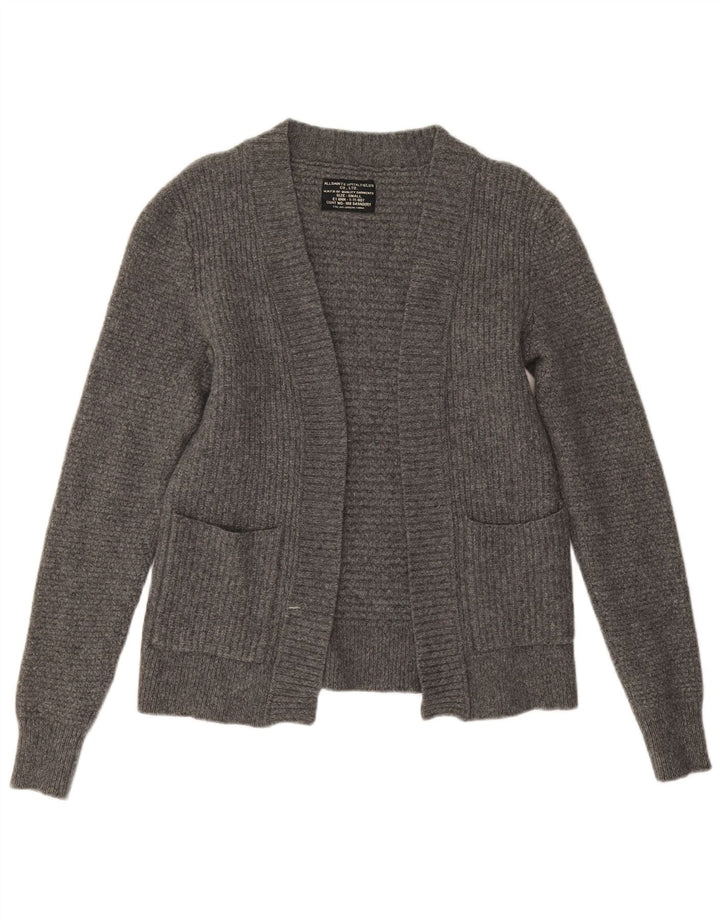 All Saints Pull cardigan ouvert pour femme UK 10 Small Gris Laine d'agneau
