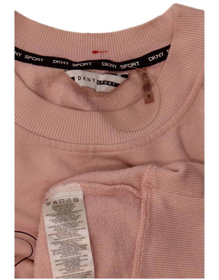 Dkny Sweat-shirt graphique surdimensionné pour femme UK 14 en coton rose moyen