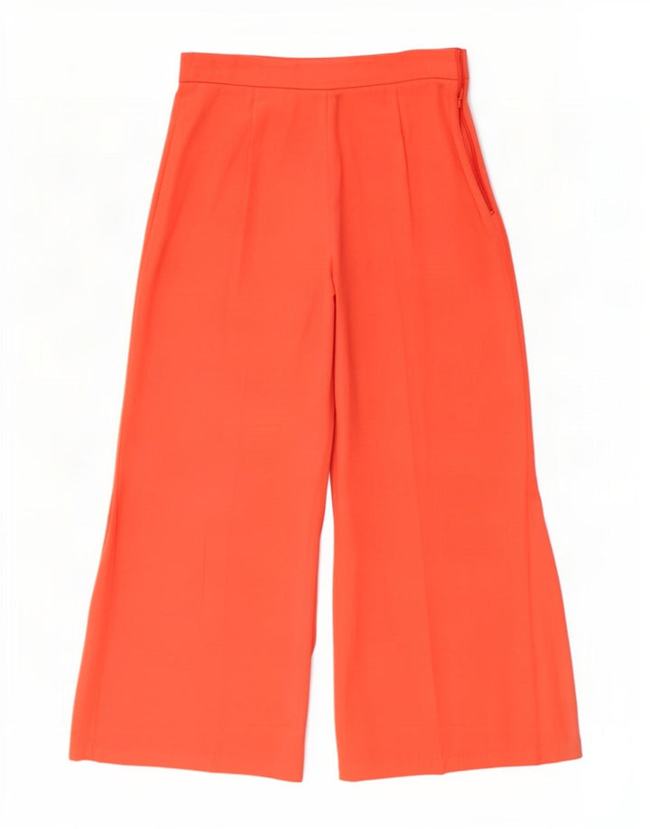 Zara Pantalon Capri Jambe Large Femme Moyen W28 L22 Orange Polyester