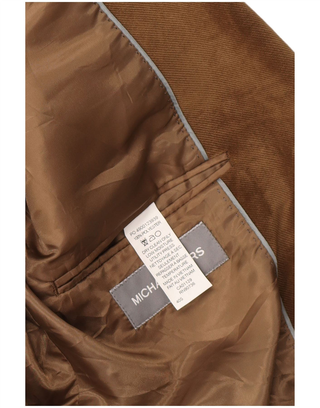 Michael Kors Veste blazer à 2 boutons pour homme UK 40 Large Marron Polyester