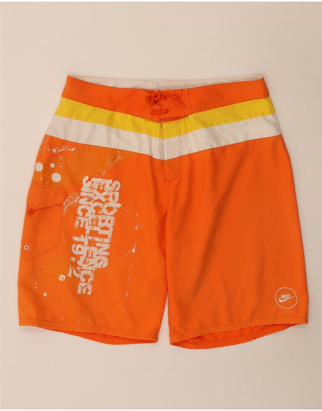 Nike Short de bain graphique pour homme Large en polyester color block orange