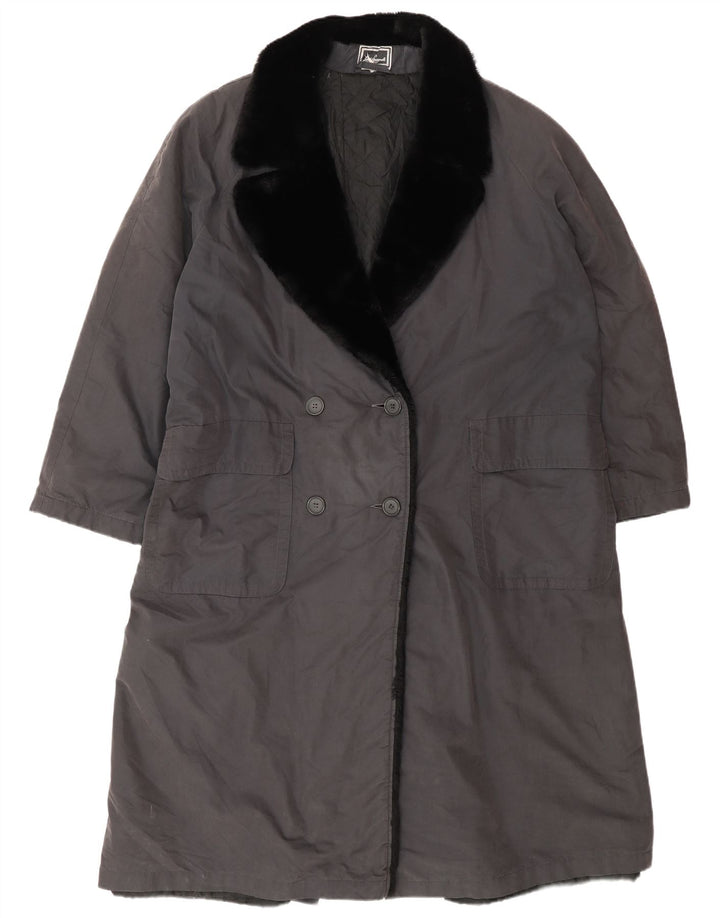 Luisa Spagnoli Manteau croisé pour femme UK 14 Coton gris moyen