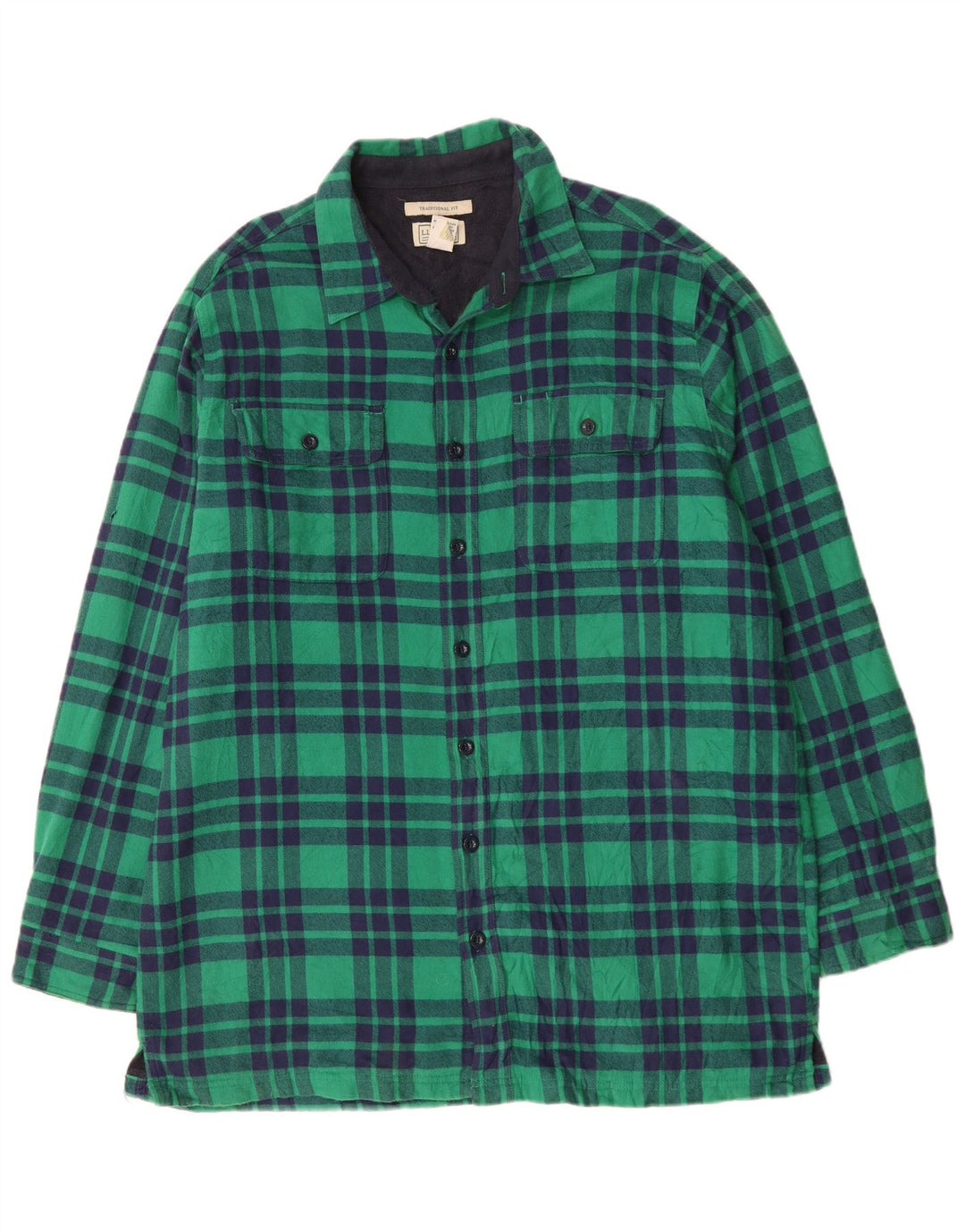 L.L.Bean Chemise haute en flanelle pour homme Lumberjack en coton à carreaux verts