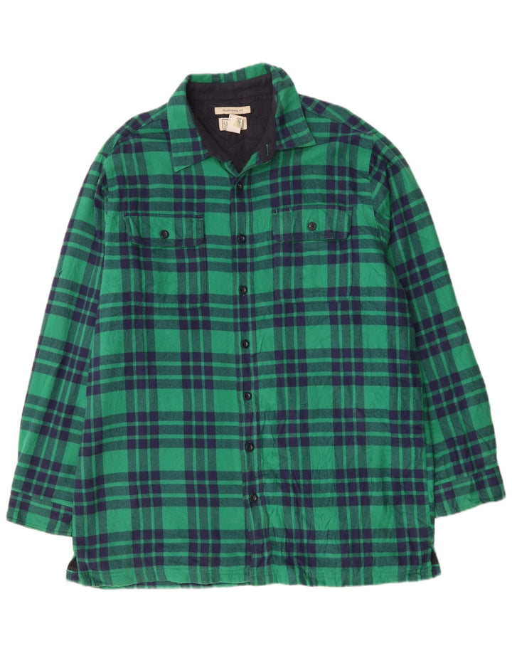 L.L.Bean Chemise haute en flanelle pour homme Lumberjack en coton à carreaux verts