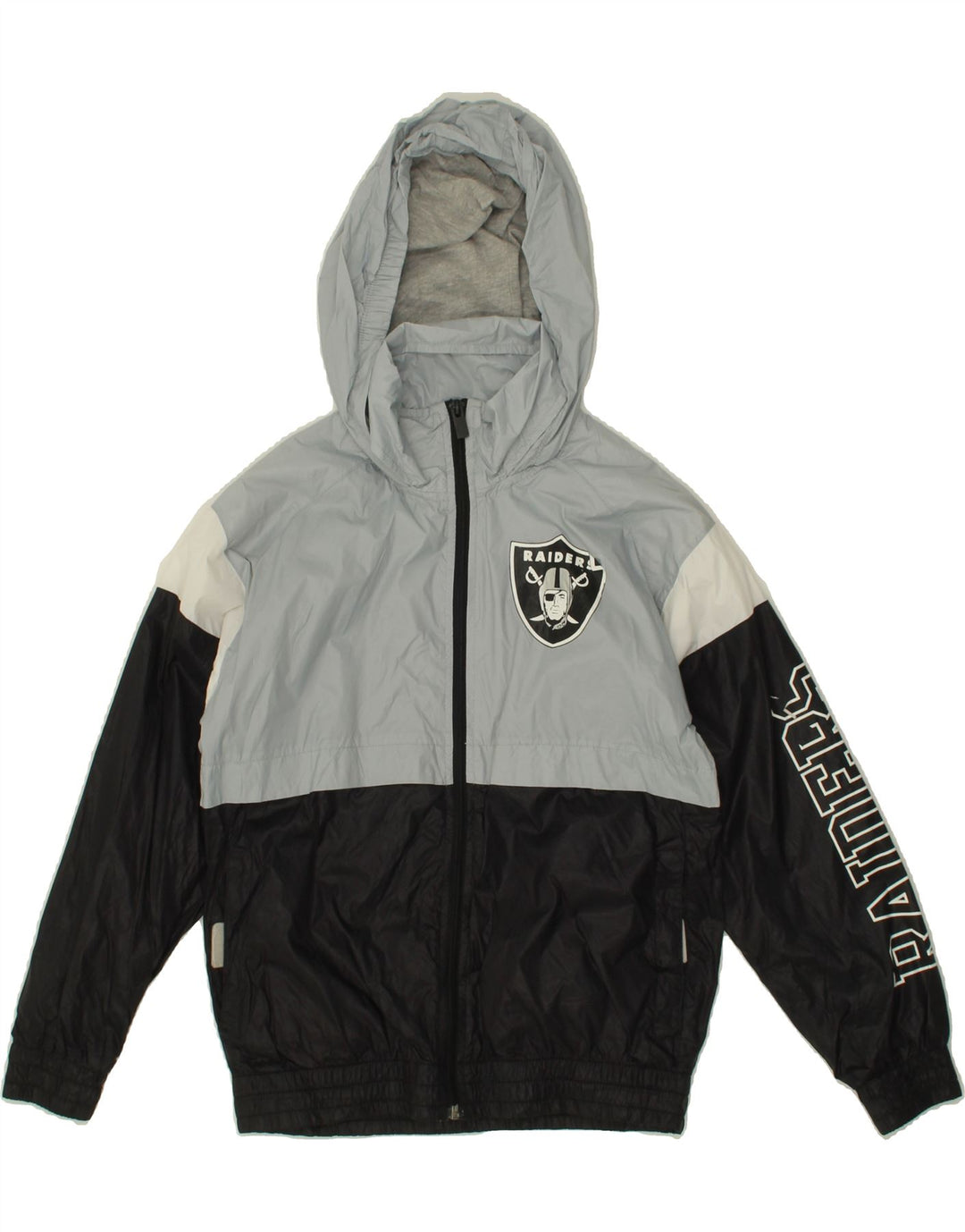 NFL Boys Graphic Hooded Rain Jacket 7-8 Years Blue Colourblock Nylon Vintage NFL and Second-Hand NFL from Messina Hembry 