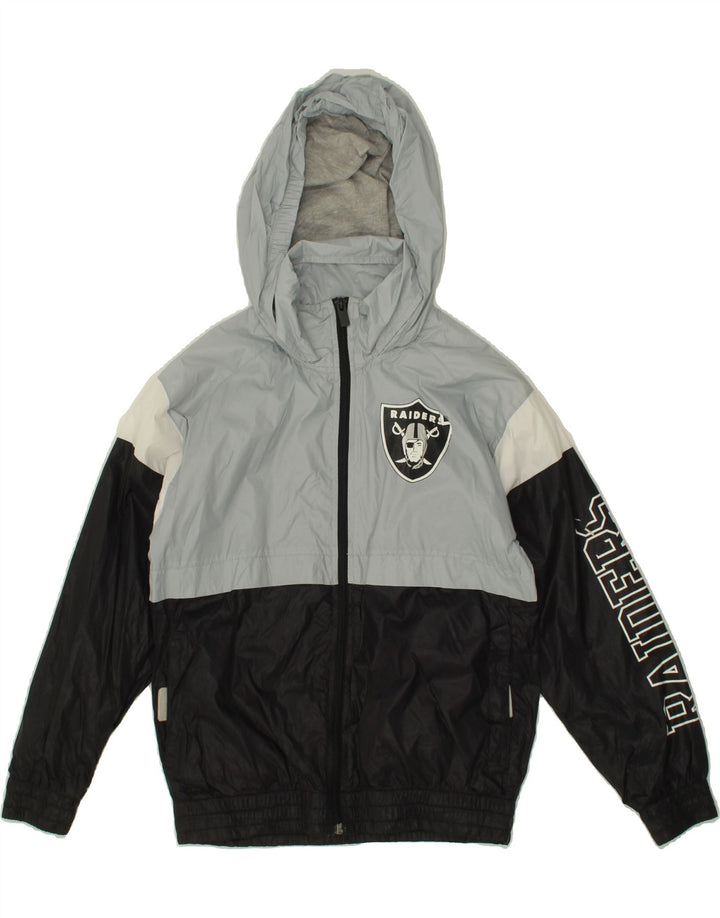 NFL Boys Graphic Hooded Rain Jacket 7-8 Years Blue Colourblock Nylon Vintage NFL and Second-Hand NFL from Messina Hembry 