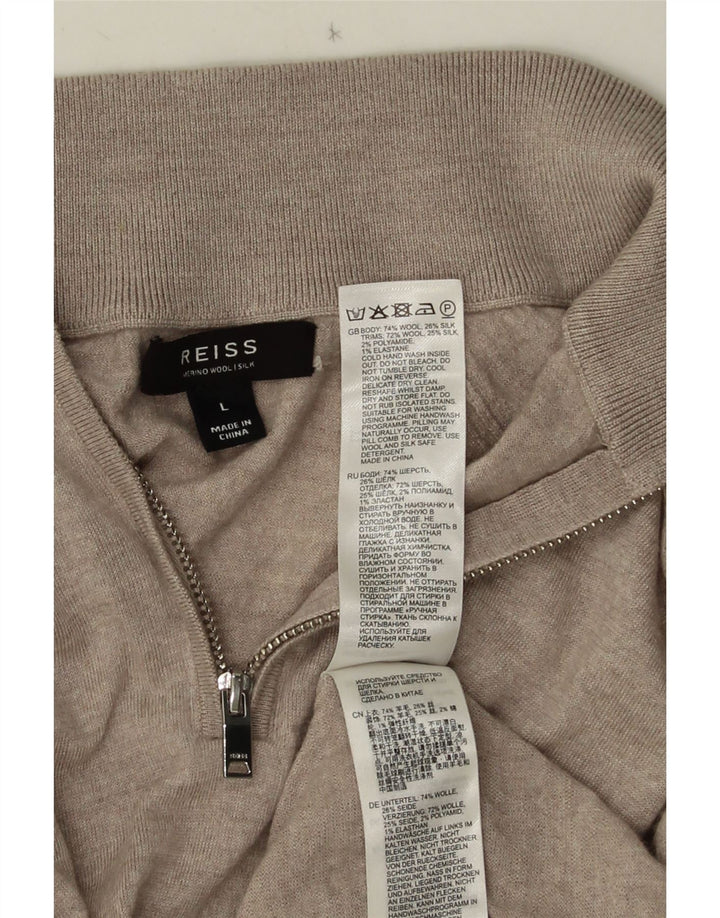 REISS Pull col zippé pour homme en laine gris moyen