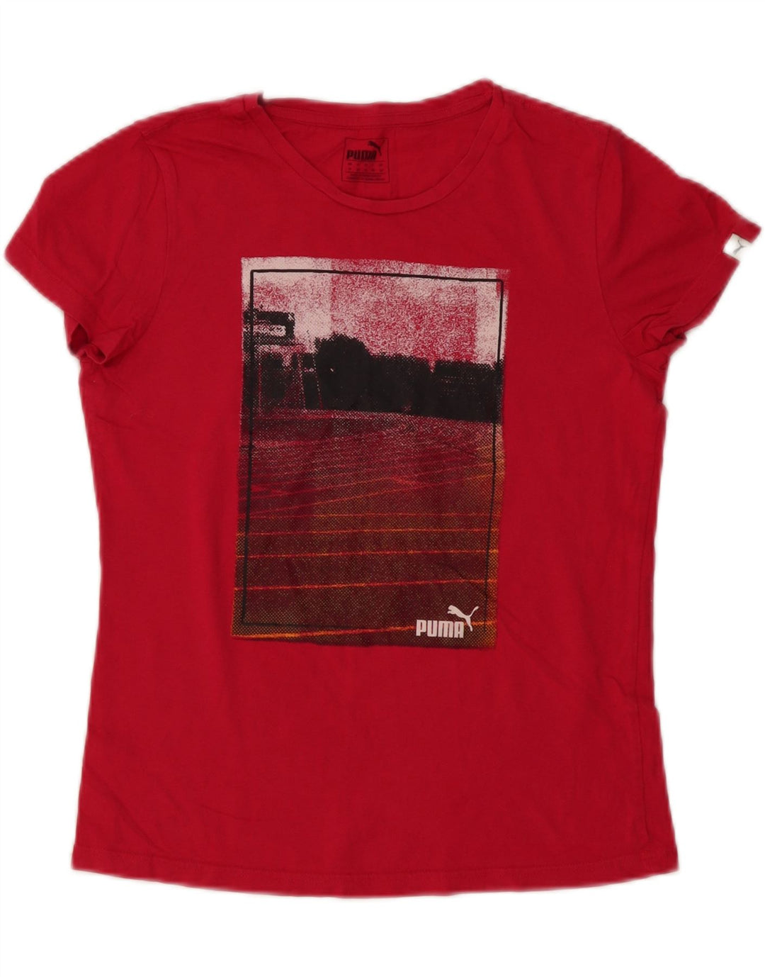 Puma T-shirt graphique pour femme UK 12 Rouge moyen