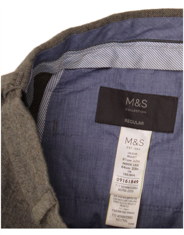 Marks & Spencer Pantalon de costume droit pour homme W32 L33 Gris Polyester