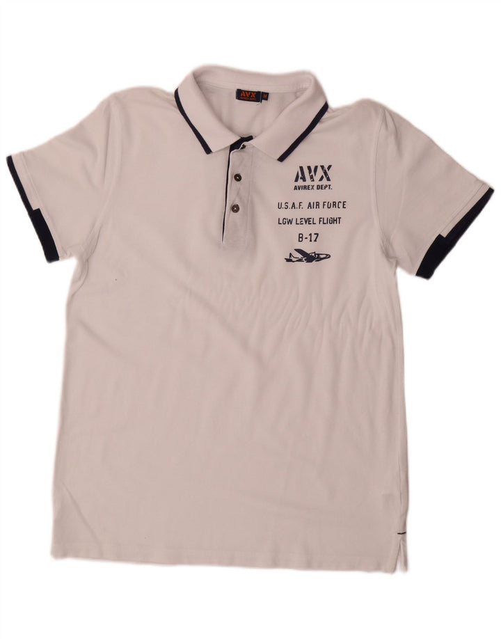 AVIREX Polo Graphique Homme Coton Blanc Moyen
