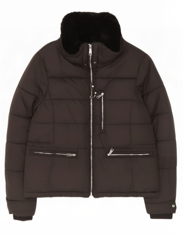 Zara Veste matelassée pour femme UK 16 Large Noir