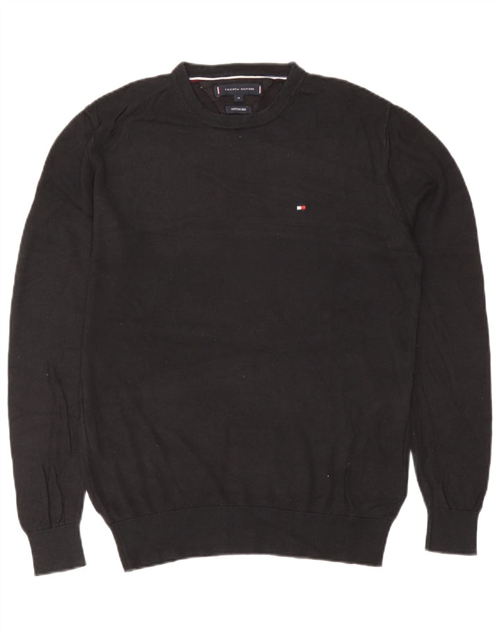 Tommy Hilfiger Pull à col rond pour homme en coton noir moyen