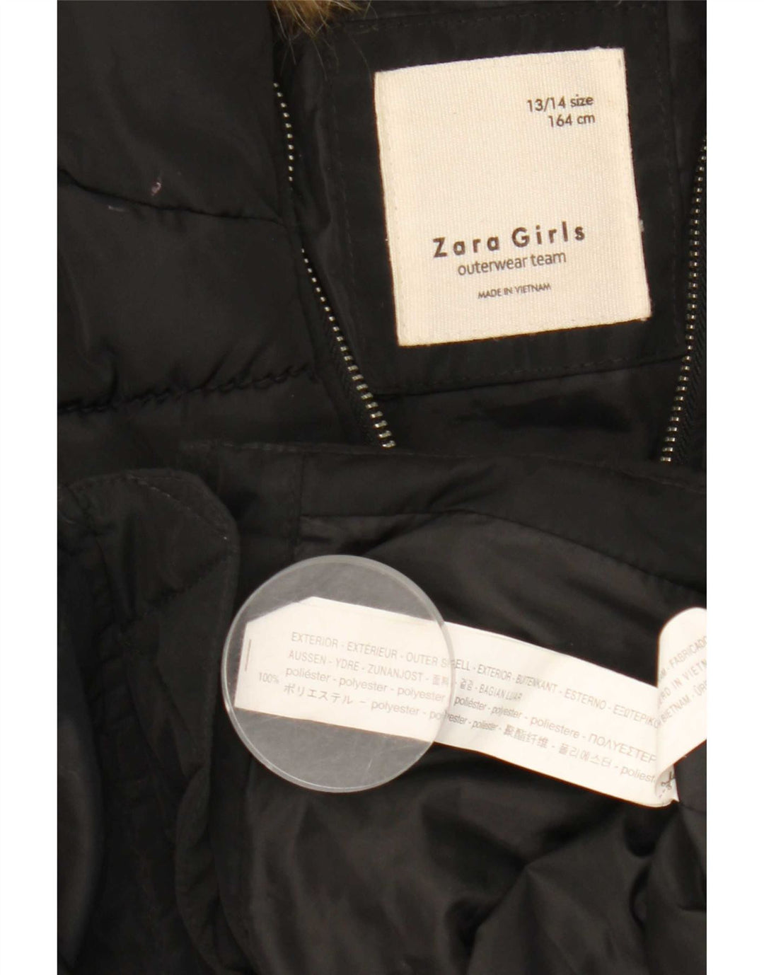Zara Manteau matelassé à capuche pour fille 13-14 ans Noir Polyester