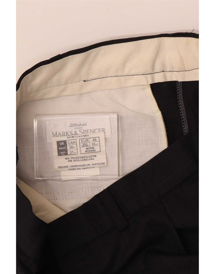 Marks & Spencer Pantalon de costume pour homme W36 L31 Bleu marine Polyester
