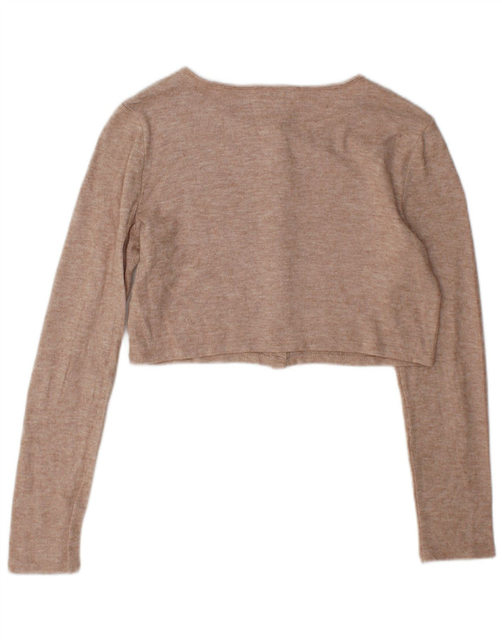 Zara Cardigan court pour femme UK 14 Viscose beige moyen