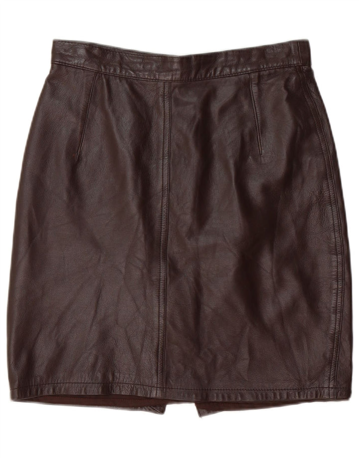 VINTAGE Jupe en cuir femme IT 44 Medium W28 Cuir marron