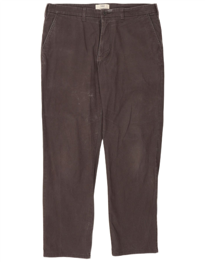 Marks & Spencer Pantalon Chino Droit Coupe Regular Homme W36 L31 Gris
