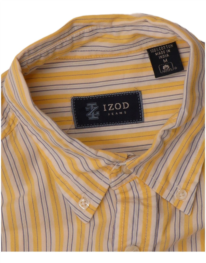 IZOD Chemise à manches courtes homme en coton à fines rayures jaune moyen