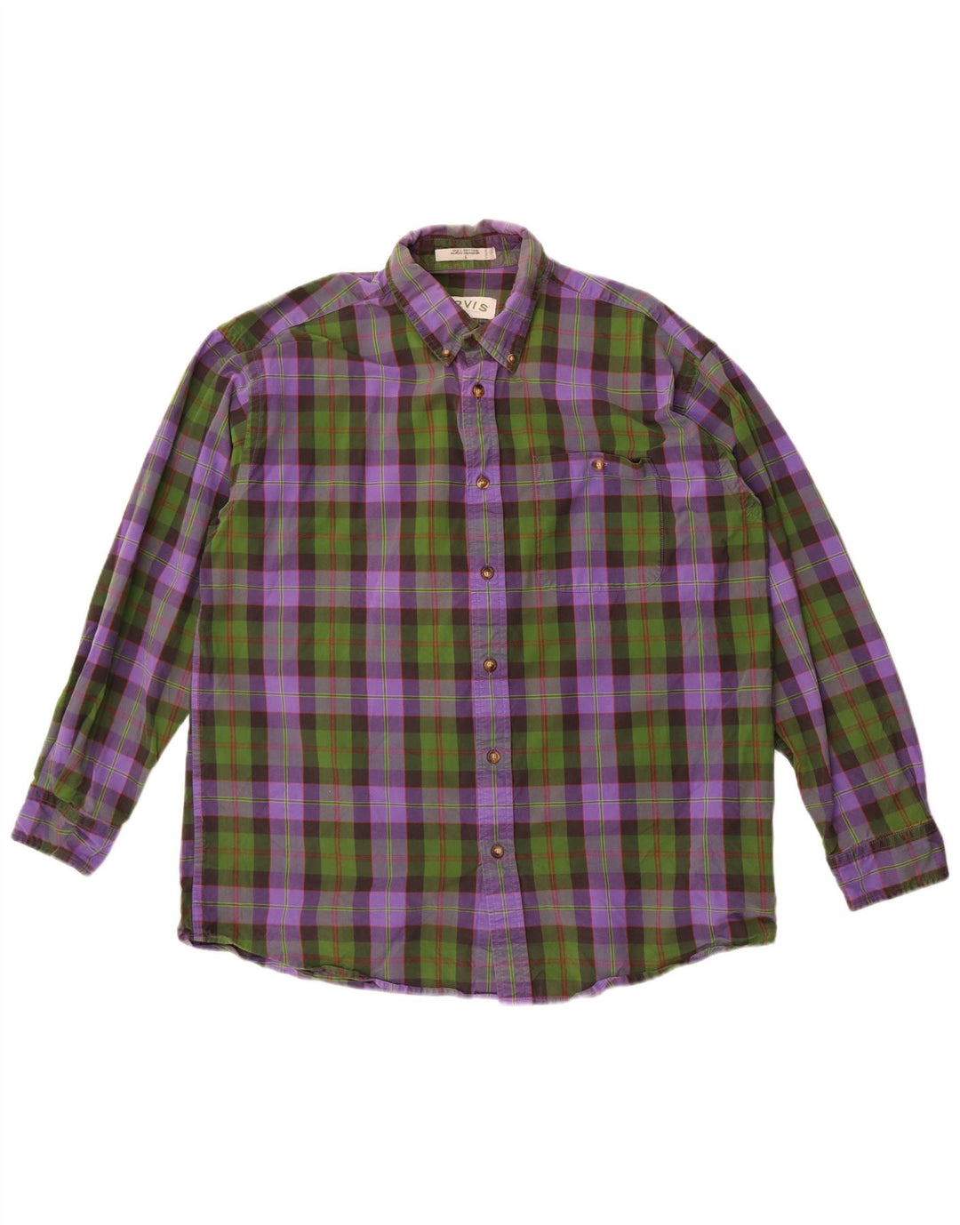 Orvis Chemise en flanelle pour homme en coton à carreaux violets