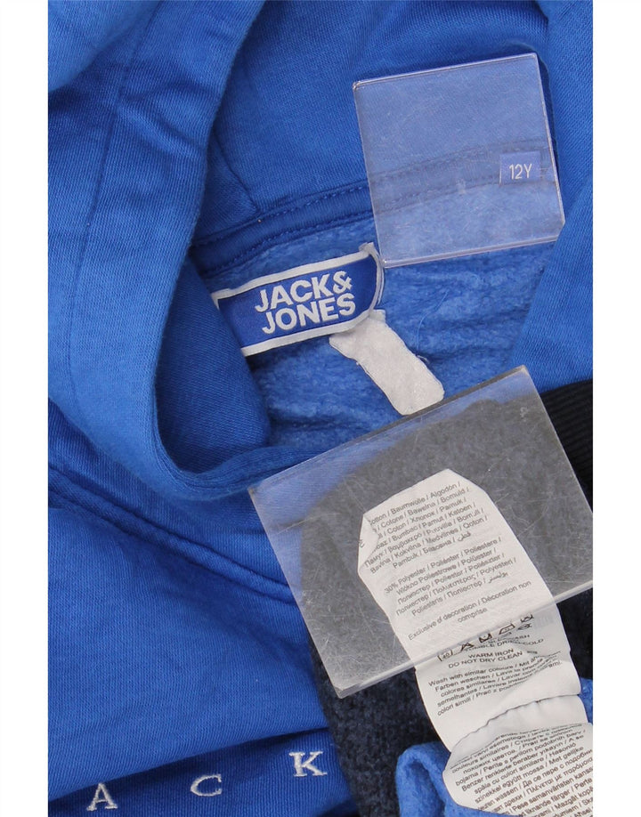 JACK & JONES Pull à capuche garçon 11-12 ans Bleu Colorblock Coton
