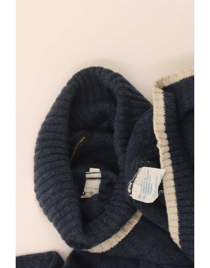 Sergio Tacchini Pull col roulé pour homme en laine bleu marine