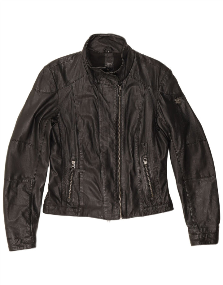 Gipsy Veste de motard en cuir pour femme UK 14 Cuir noir moyen