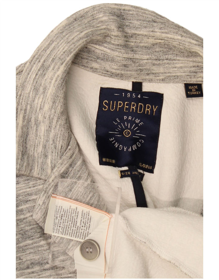 Superdry Veste Blazer 1 Bouton Femme UK 14 Coton Chiné Gris Moyen
