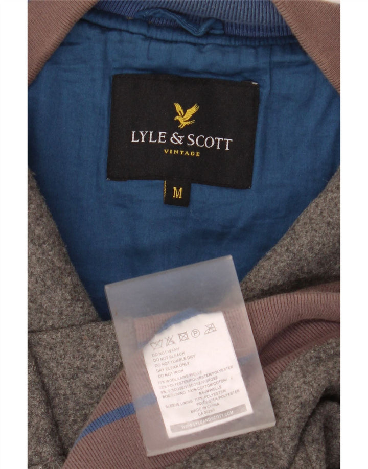 Lyle & Scott Veste Varsity Vintage Homme UK 38 Laine Colorblock Gris Moyen