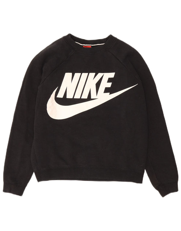NIKE Sweat-shirt court surdimensionné pour femme UK 10 Petit Noir